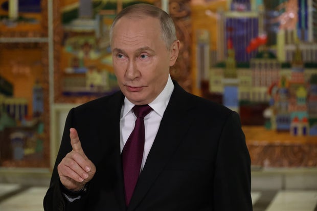 Russian President Vladimir Putin speaks to journalists during a press conference Dec. 2, 2025, in Moscow, Russia.
