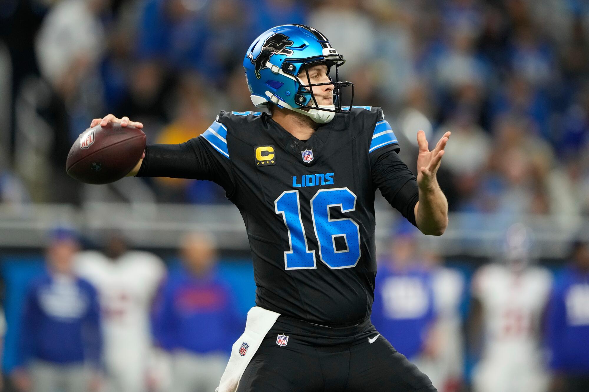 Detroit Lions quarterback Jared Goff passes.