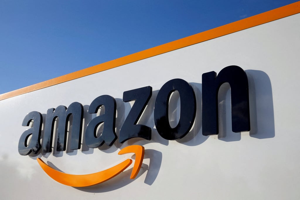 The Amazon logo is seen at the company logistics centre in Boves, France, August 8, 2018. Photo: Reuters