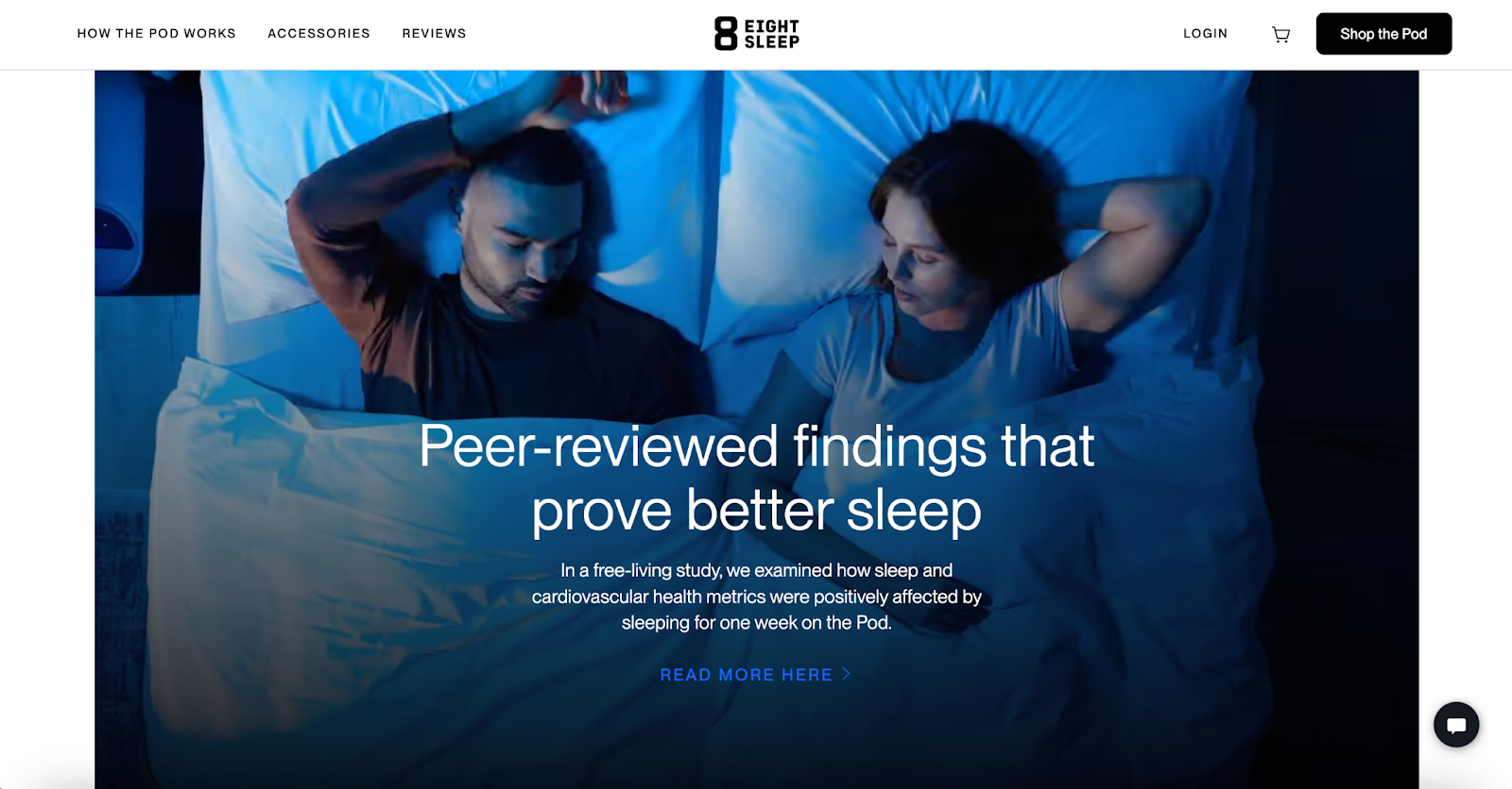 Screenshot of an Eight Sleep landing page for the company’s research.