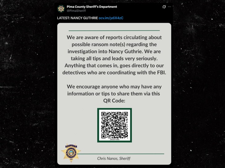 nancy guthrie rransom note awarness post @PimaSheriff